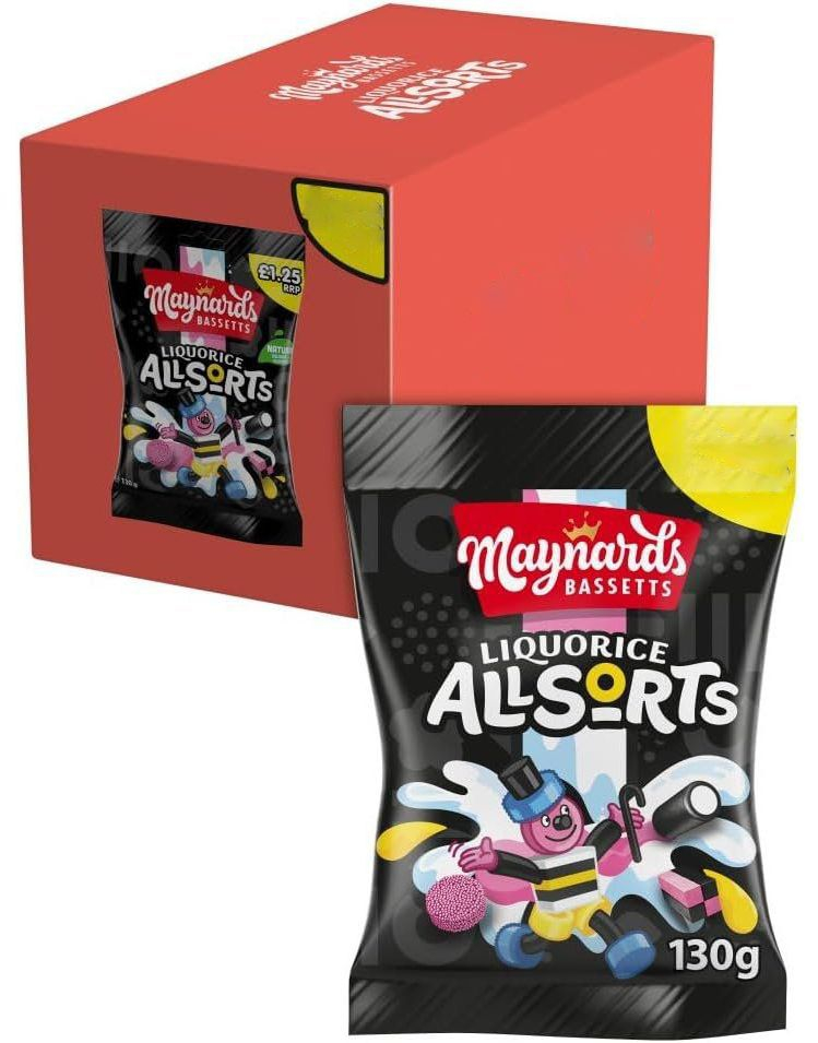 10 stk Maynards Bassetts Liquorice Allsorts / Engelsk Lakris Konfekt - Hel Eske 1,3 kg