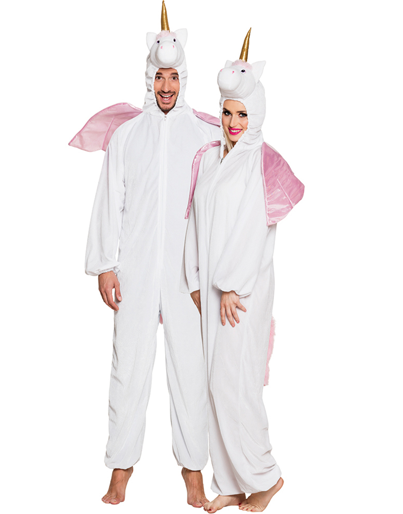 Unicorn Unisex Kostyme i Plysj med Hette