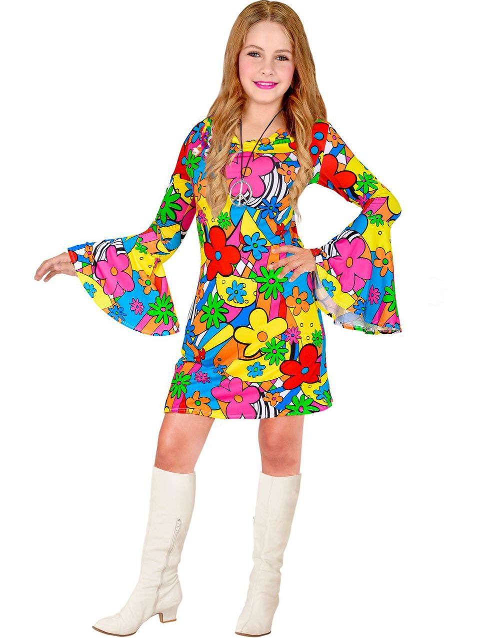 Fargerikt Hippie Kostymekjole til Jente