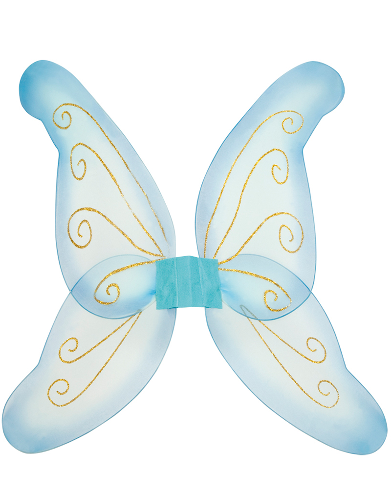 Blå Vinger med Gullfarget Glitter