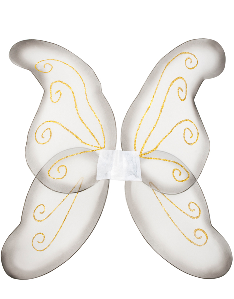 Grå Vinger med Gullfarget Glitter