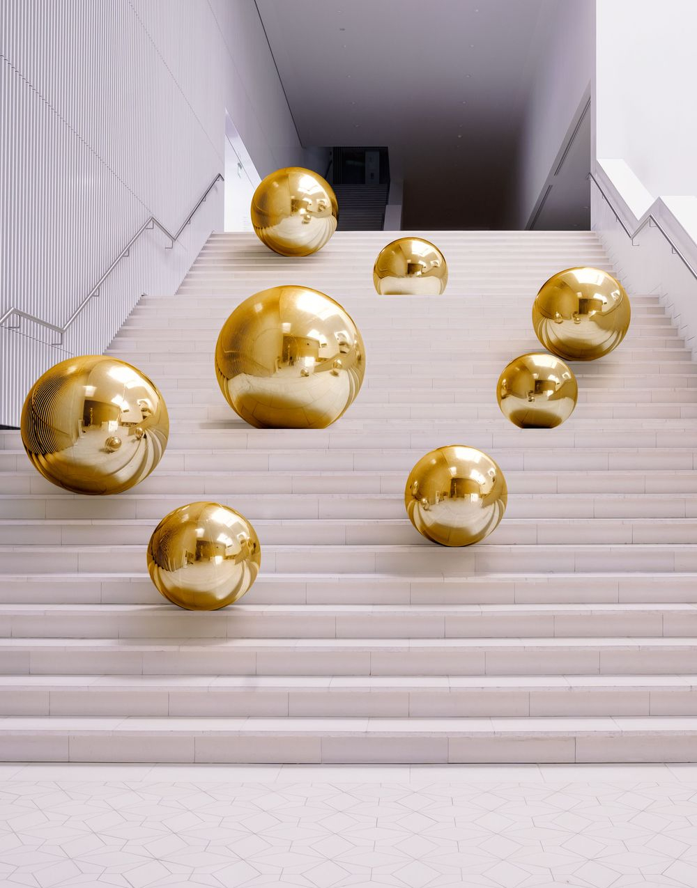 Gigantisk Spektakulær Oppblåsbar Speilkule Gull 120 cm