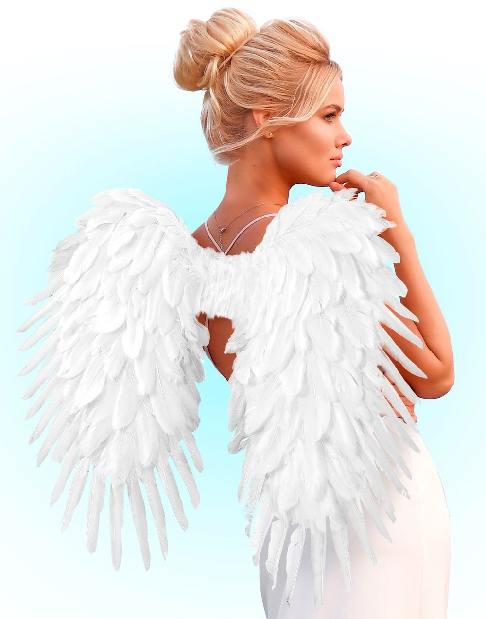 Hvite Fjærvinger 80x60 cm