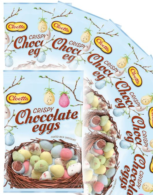24 stk Cloetta Crispy Chocolate Eggs - Dragerte Melkesjokoladeegg - Hel Eske 2,64 kg