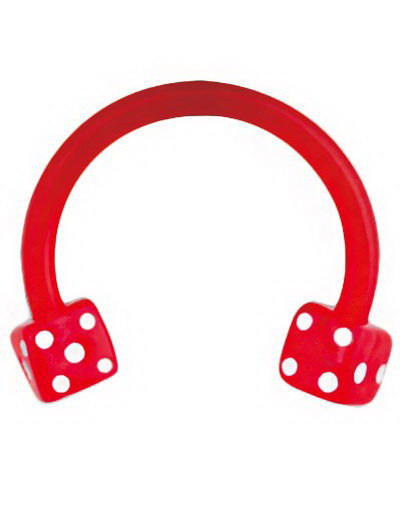 Rund Rød Øyenbrynspiercing med Terninger - 1.2 x 10 mm