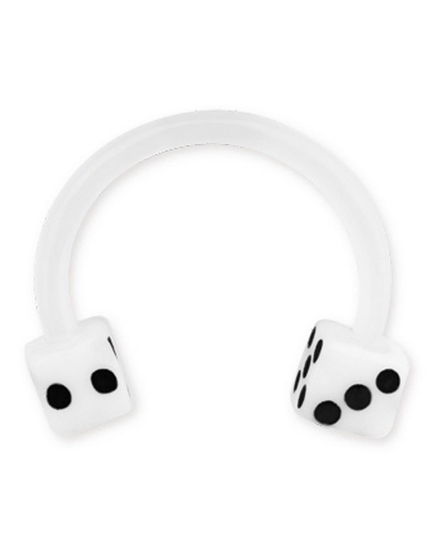 Rund Hvit Øyenbrynspiercing med Terninger - 1.2 x 10 mm