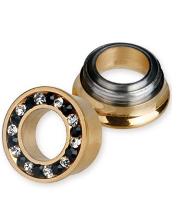 Gullfarget Piercing Tunnel med Klare og Svarte