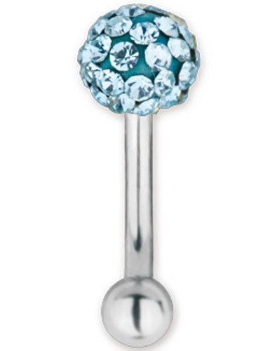 Glitter Ball Turkis - 1.2 x 8 mm Øyenbrynspiercing