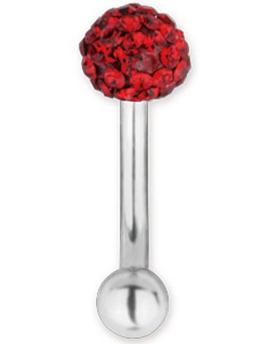 Glitter Ball Rød - 1.2 x 8 mm Øyenbrynspiercing