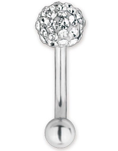 Glitter Ball Hvit - 1.2 x 8 mm Øyenbrynspiercing