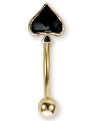 Gullfarget Øyenbrynspiercing med Svart Spar - 1.2 x 8 mm