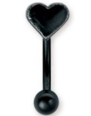 Øyenbrynspiercing i Svart med Hjerteformet Kule - 1.2 x 8 mm