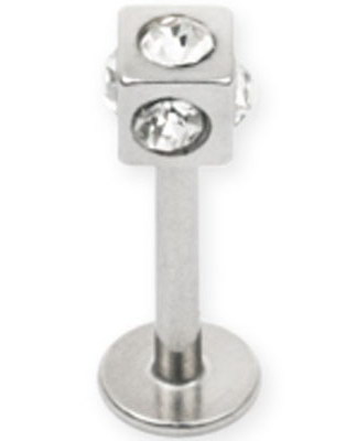 Tøff Labret med Firkantet Kule med Klare Stener