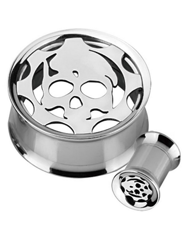 Watching Skull - Sølvfarget Piercing Tunnel