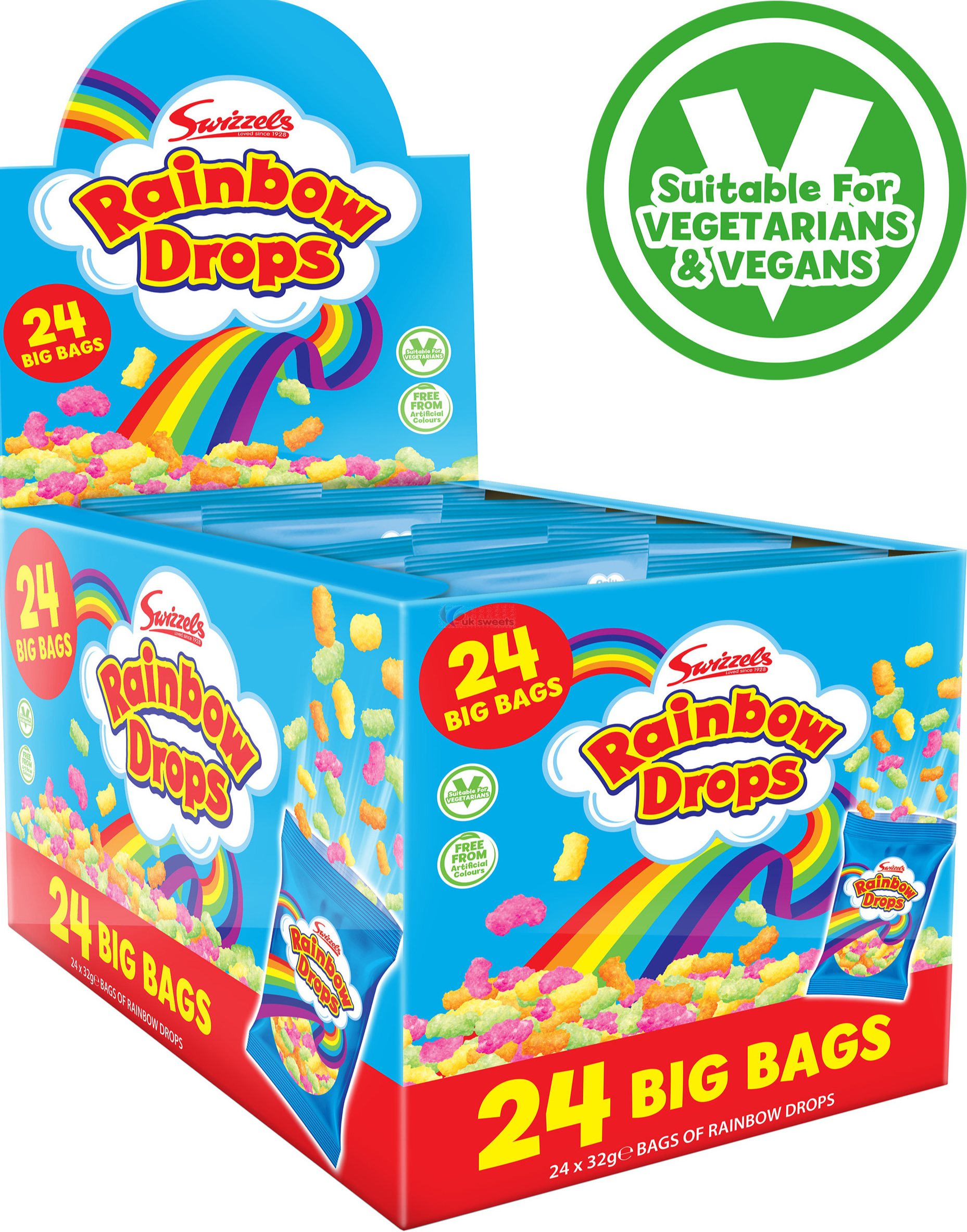 24 stk Swizzels Rainbow Drops 32 gram