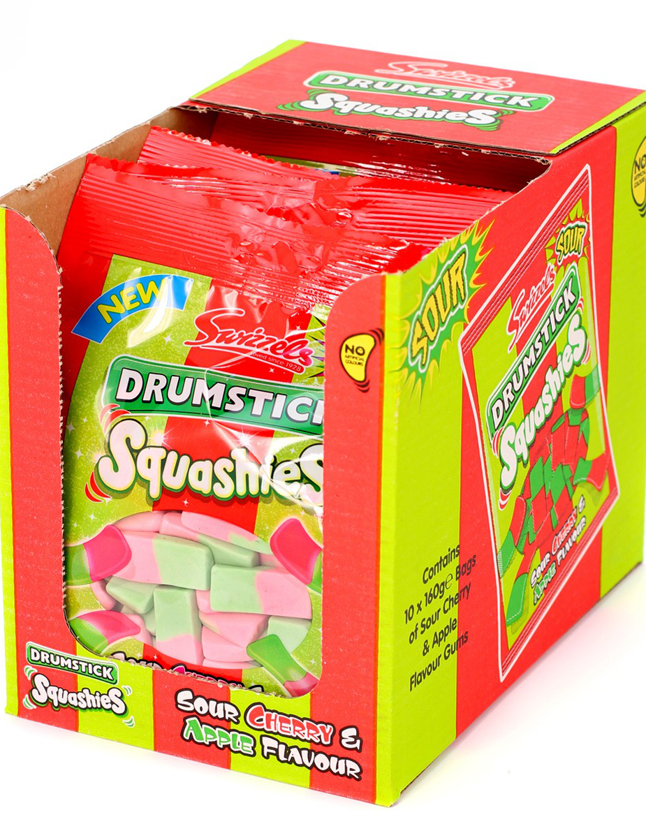 12 stk Swizzels Drumstick Squashies med Surt Kirsebær og Eplesmak - Hel Eske