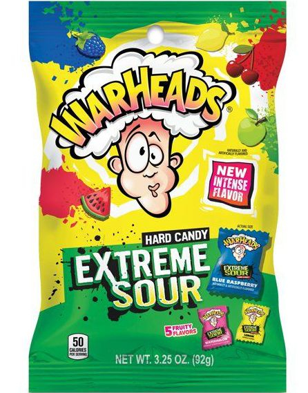 Warheads Extreme Sour Hard Candy - Kjempesure Sukkertøy med Forskjellige Fruktsmaker 28 gram (USA Import)