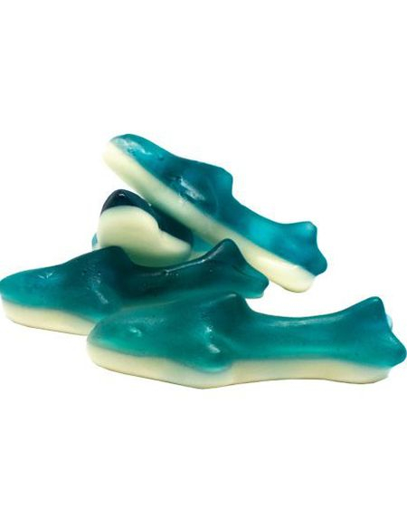 1 kg Damla Gummy Sharks - Pose med Vingummi og Skumgodteri Formet som Haier