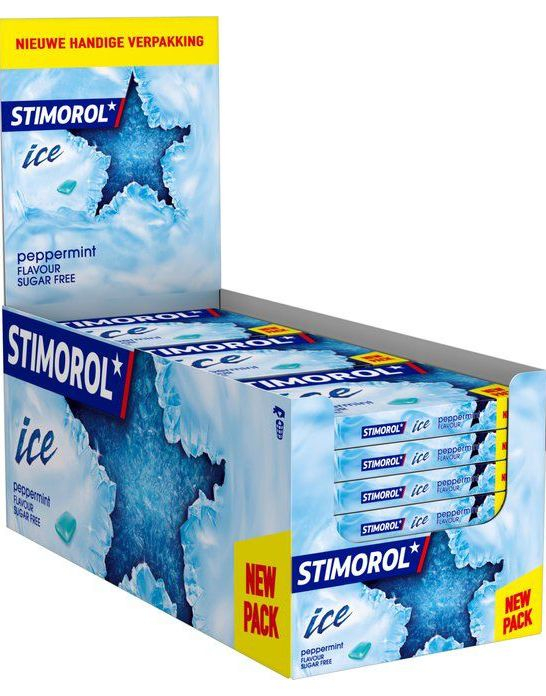 27 stk Stimorol Ice Peppermint - Sukkerfri Tyggegummi med Peppermyntesmak 16,8 g - Hel Eske
