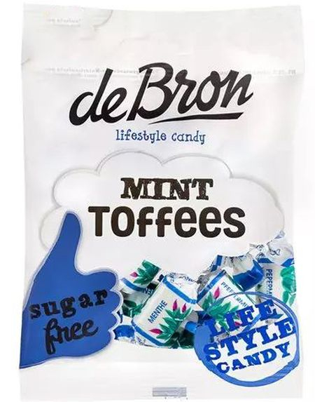 deBron Sugarfree Mint Toffees - Sukkerfrie Mint Toffees 90 gram