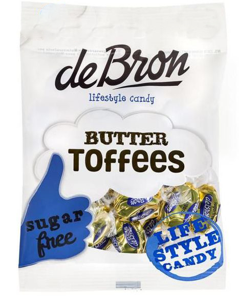 deBron Sugarfree Butter Toffees - Sukkerfrie Smør Toffees 70 gram