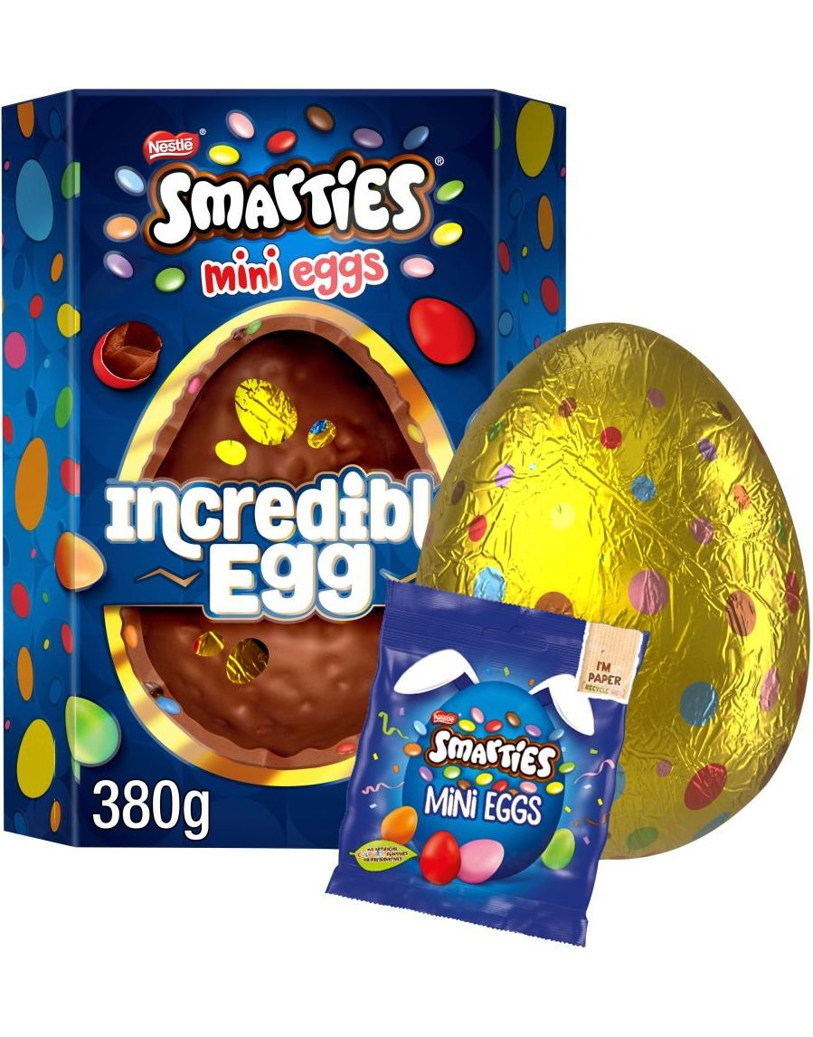 Smarties Incredible Egg - Kjempestort Sjokoladeegg og Pose med Mini Egg 380 gram