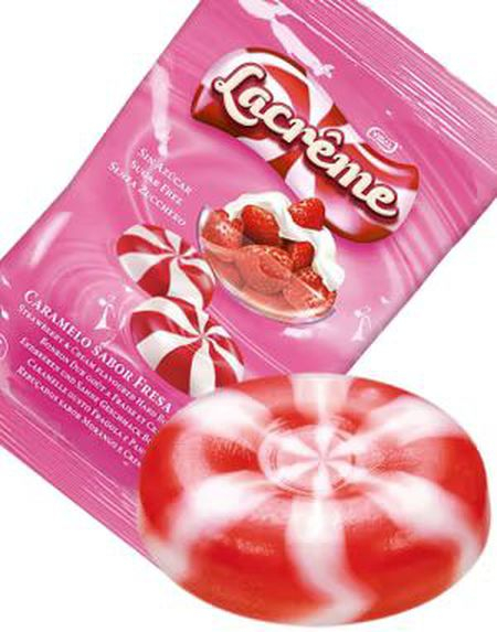 Vidal Lacreme Sukkerfrie Strawberry & Cream Jordbær-Sukkertøy 80 gram