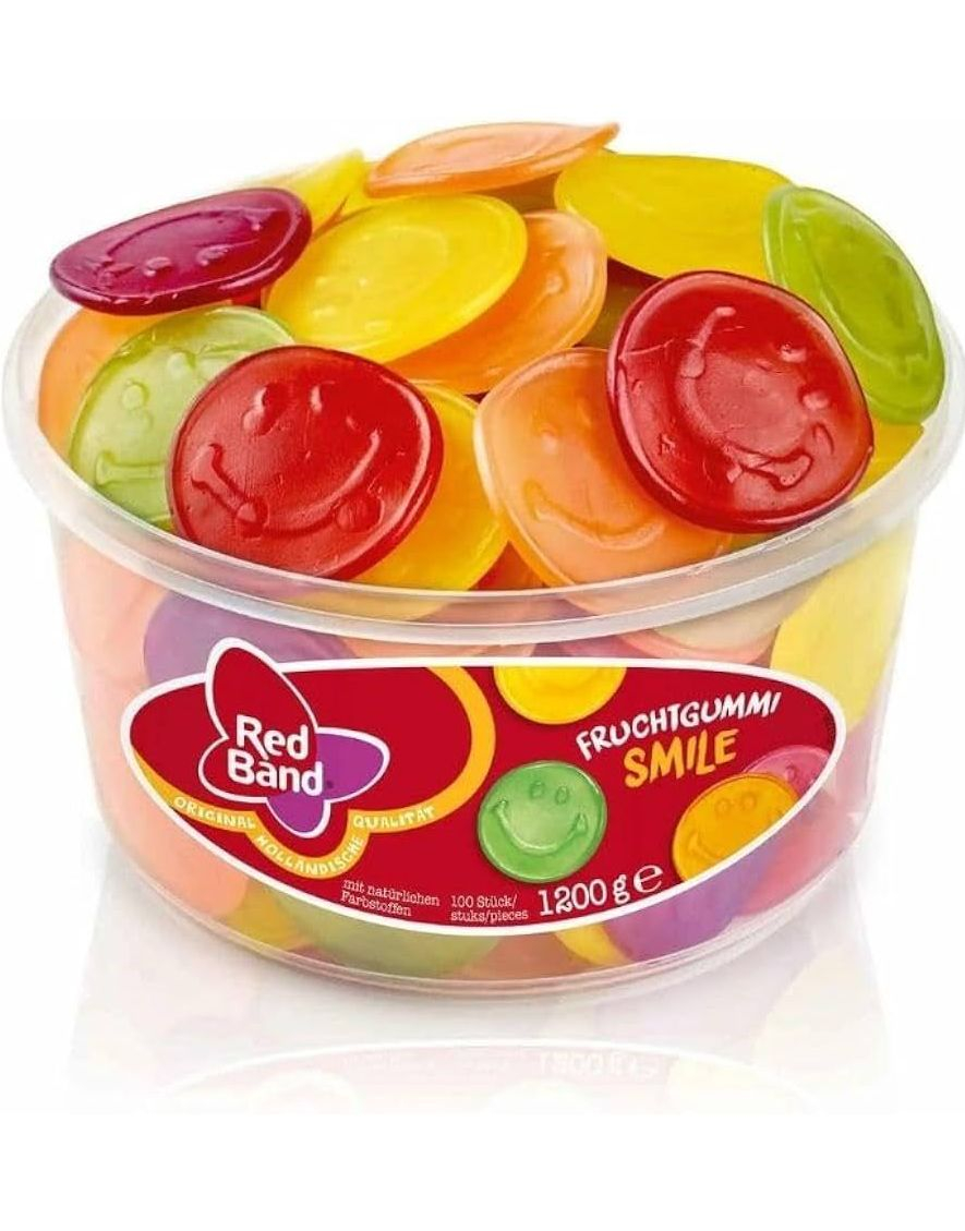 1,2 kg 100 stk Red Band Fruchtgummi Smile - Vingummi med Smilefjes og Fruktsmak