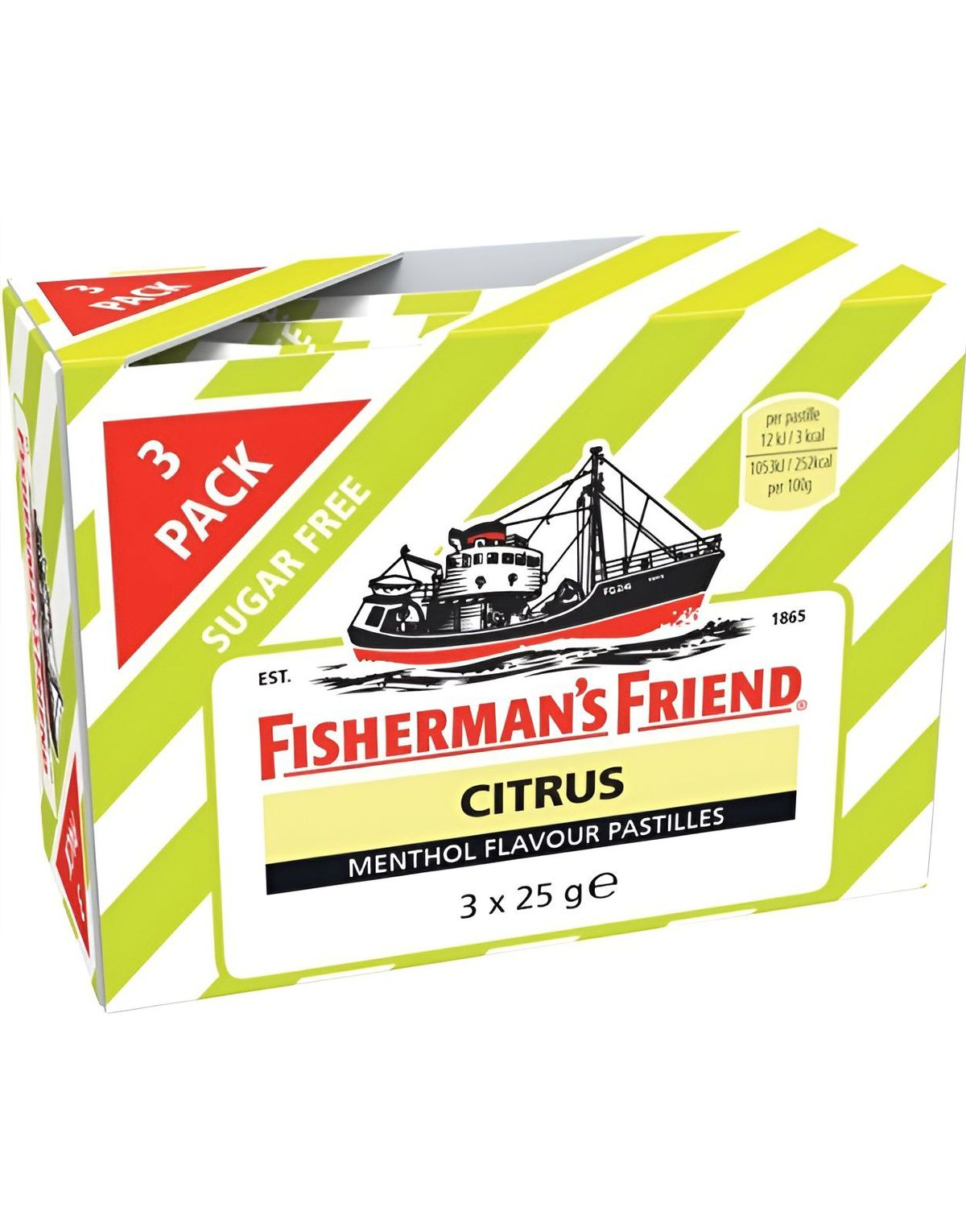 3-pk Sukkerfri Fisherman's Friend med Smak av Citrus 75 g