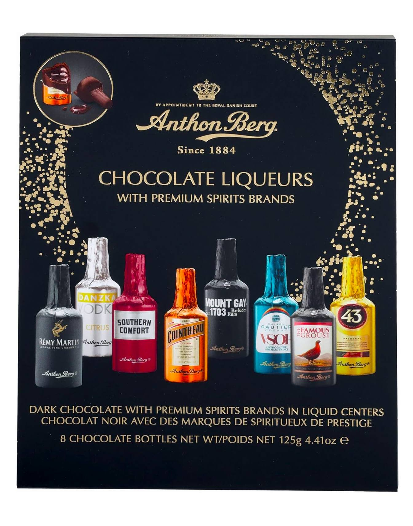Anthon Berg Chocolate Liqueurs - 8 Forskjellige Likørsjokolader i Gaveeske 125 gram