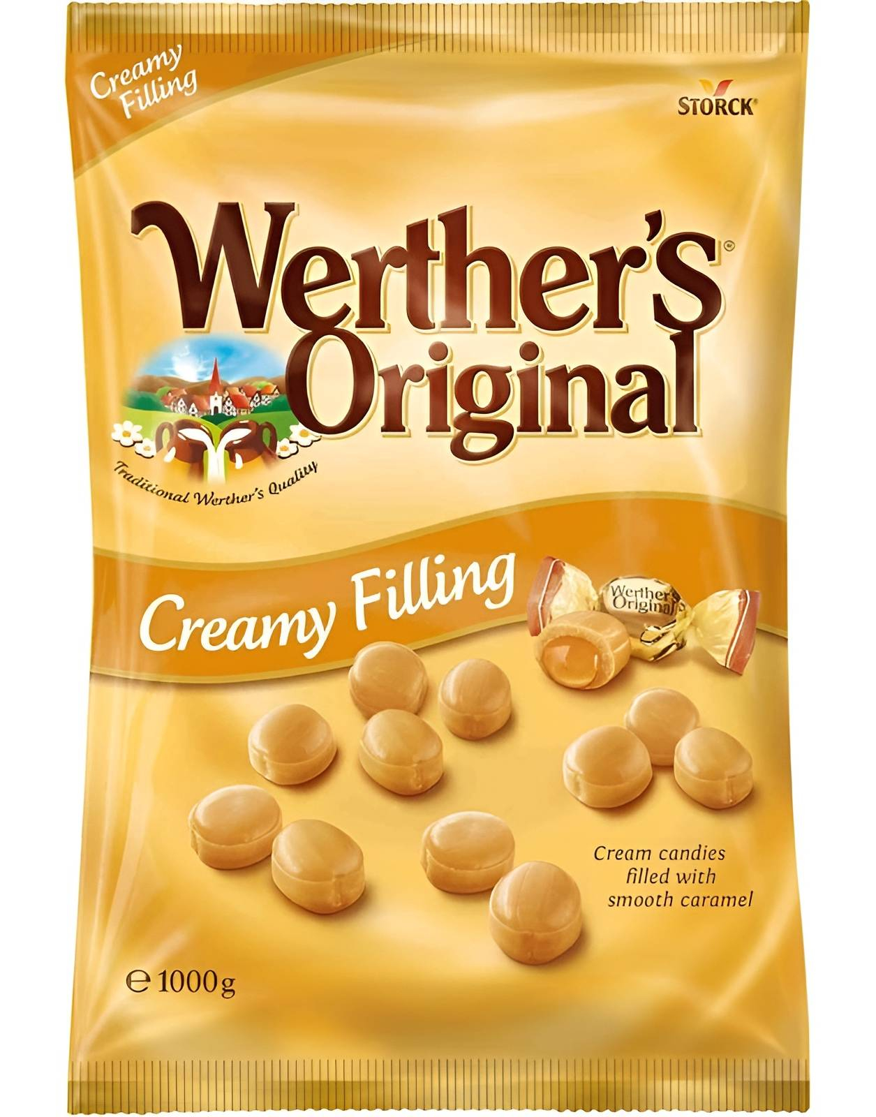 Pose med Ca. 161 stk Werthers Original Creamy Filling - Karamell-Sukkertøy med Fyll 1 kg