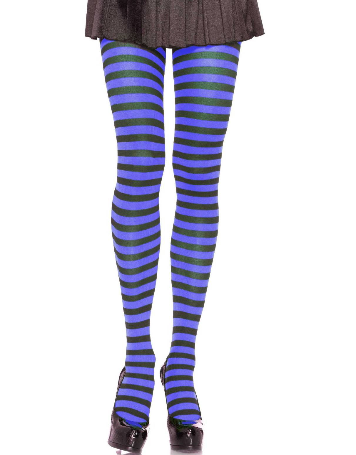 Stripete Svart og Royal Blå Strømpebukse