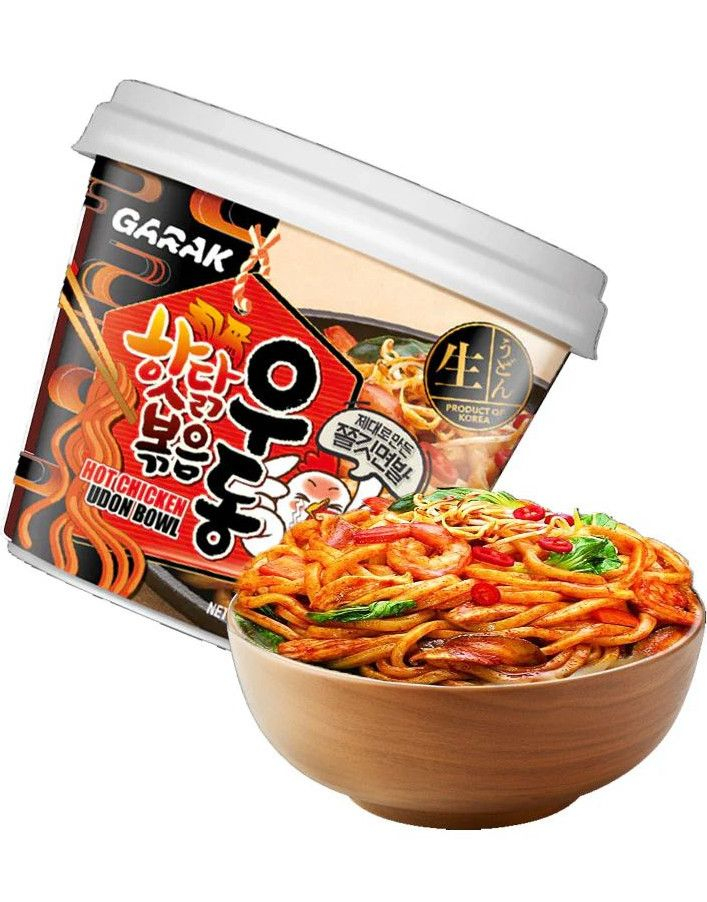 GARAK Hot Chicken Flavour Udon Bowl 215 gram (Korea Import)