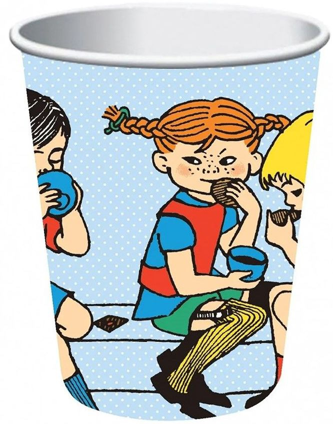 8 stk Pippi Langstrømpe Pappkrus 250 ml