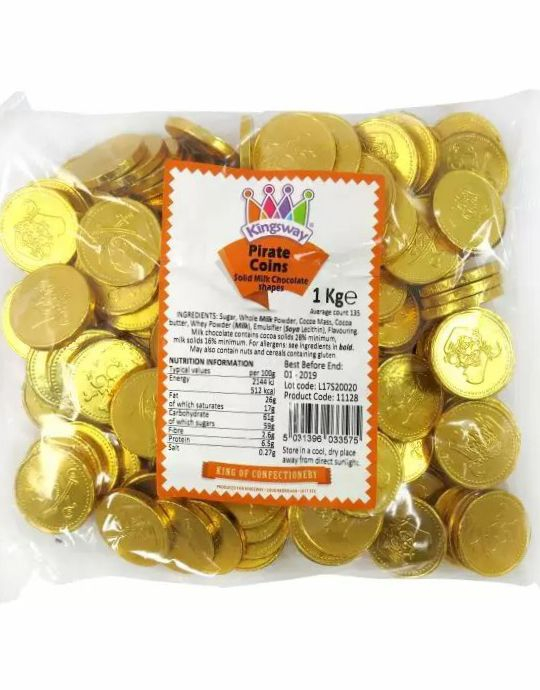 1 kg Sjokolade Piratmynter Kingsway ca 135 stk