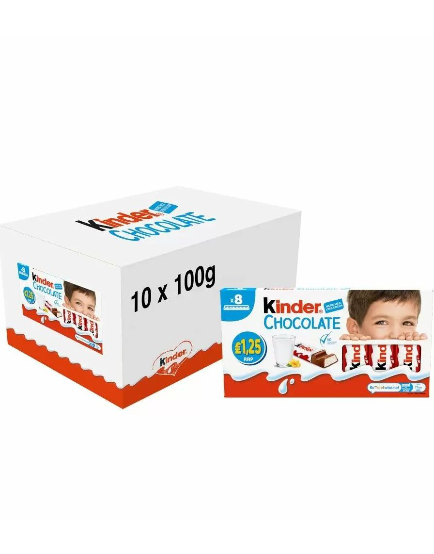 10 stk 8-Pakninger Kinder Sjokolade - Hel Eske 1 kg