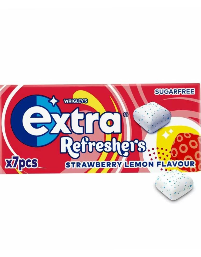 Extra Refreshers Strawberry Lemon - Tyggegummi med Jordbær og Sitronsmak (Sukkerfri)