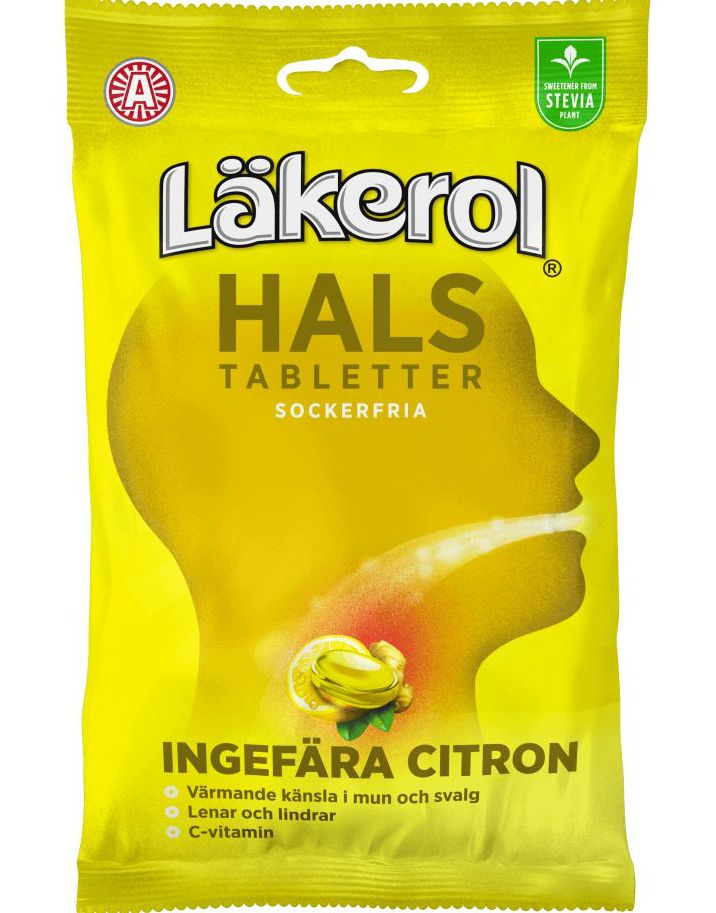 Läkerol Sukkerfrie Halstabletter med Ingefær og Sitronsmak 65 gram