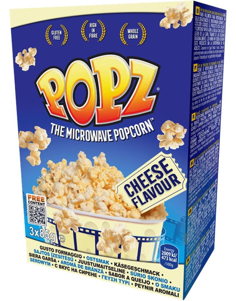 Popz Micro-Popcorn med Ostesmak - 3x85 gram Popcorn