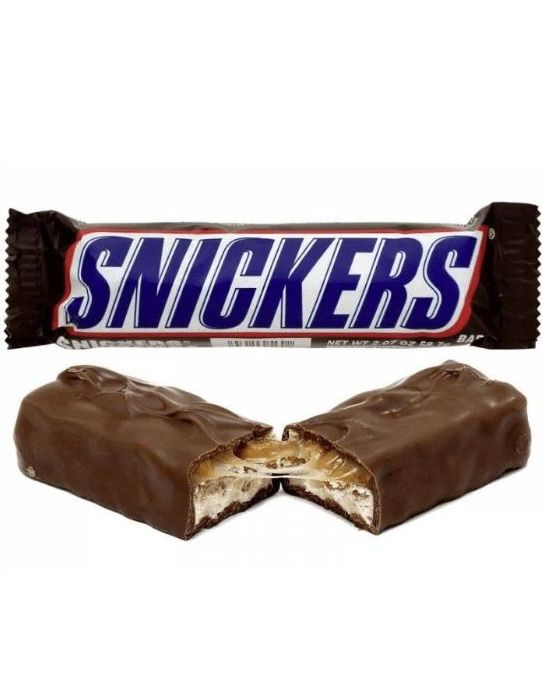 Snickers Bar - Melkesjokoladebar med Nougat, Nøtter og Karamell 50 gram