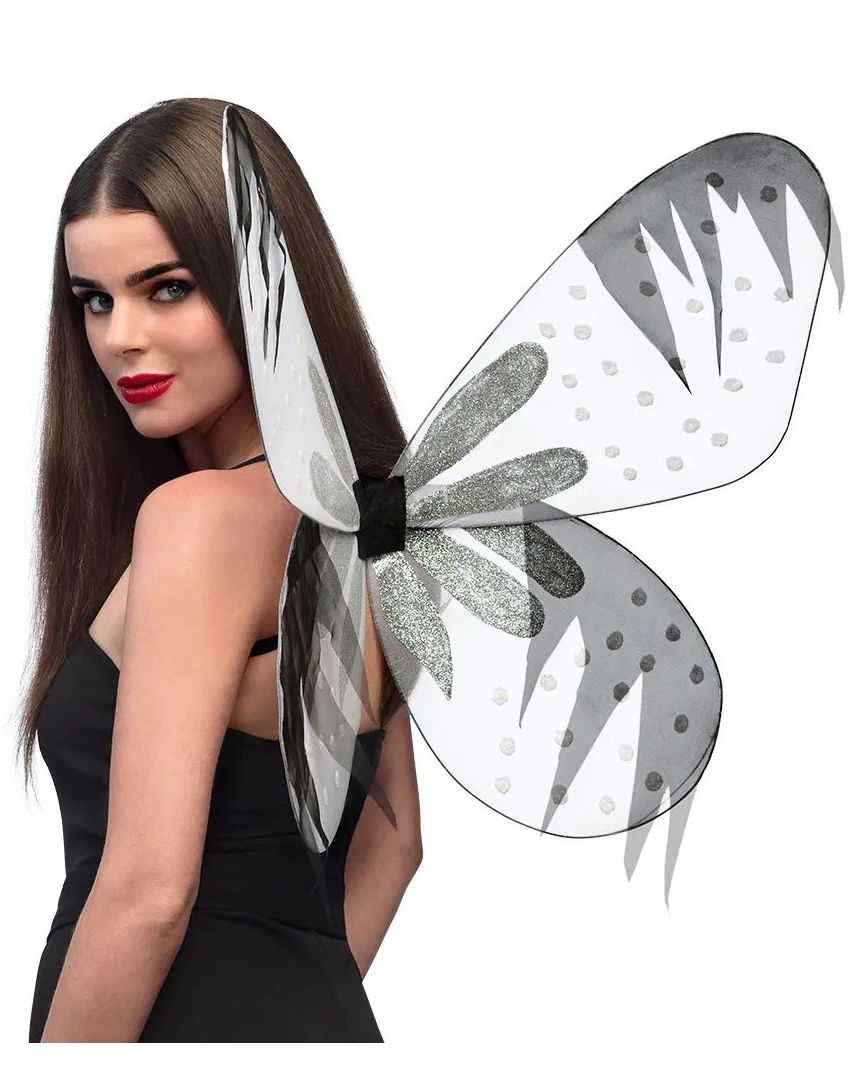 Dark Fairy Svarte Vinger med Glitter 64x56 cm