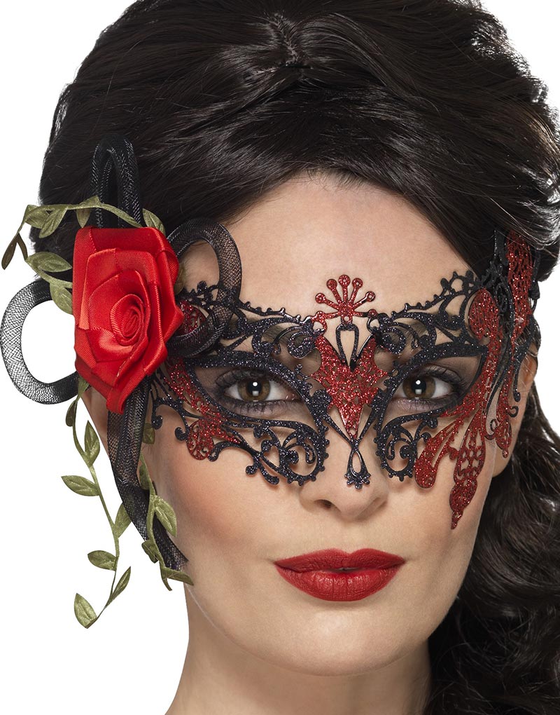 Glitrende Filigran Øyemaske med Blomst