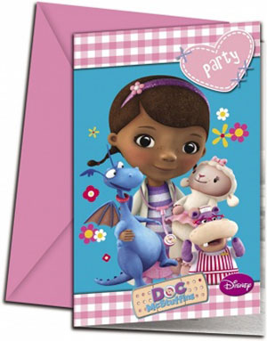 6 stk Invitasjoner - Doc McStuffins