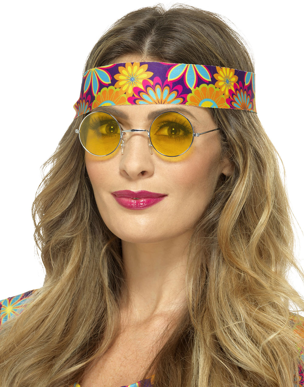 Runde Hippiebriller med Gult Glass