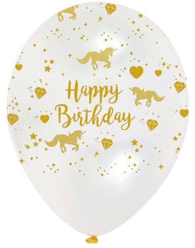 6 stk Ballonger 30 cm - Golden Unicorn