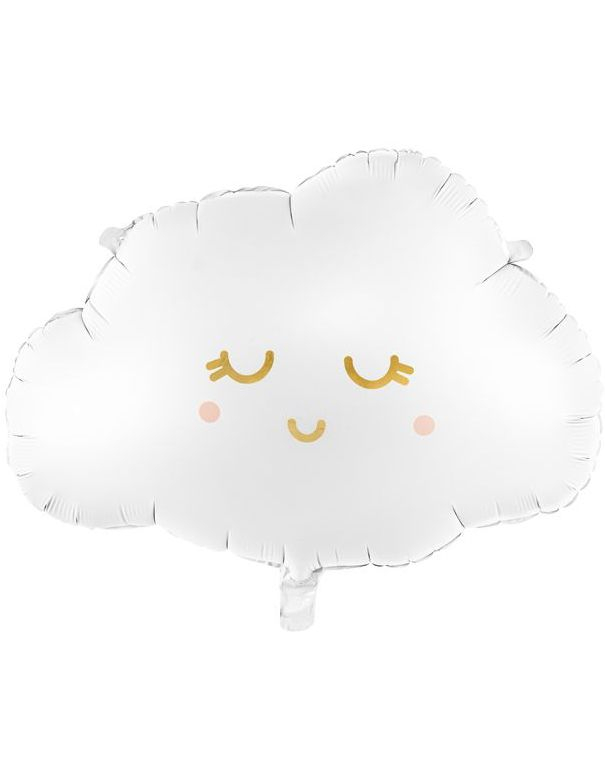 Søt Hvit Skyformet Folieballong med Ansikt 51x35,5 cm