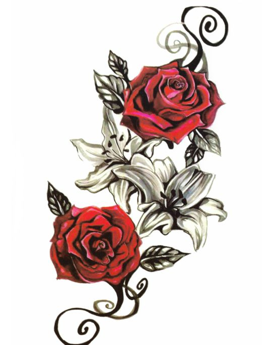 Roses & Lilies (Fake Tattoo)