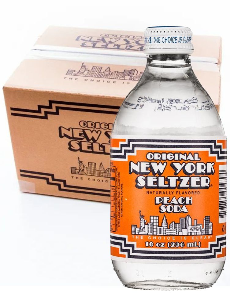 12 stk Original New York Seltzer Peach Soda - Brus med Ferskensmak - Hel Eske 3,55 liter (USA)