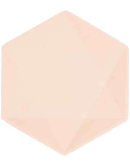 6 stk Vert Decor Aprikosfargede Heksagonale Papptallerkener 15,5 cm - Miljøvennlige