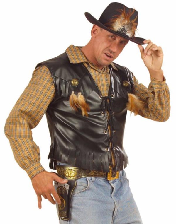 Svart Skinnimitert Cowboy/Biker Vest